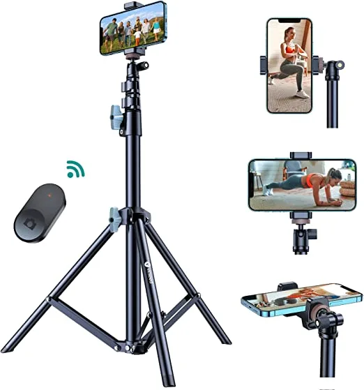 67'' Phone Tripod [𝗦𝘁𝗮𝗯𝗹𝗲 𝗣𝗼𝗿𝘁𝗮𝗯𝗹𝗲] Selfie Stick Tripod with Remote